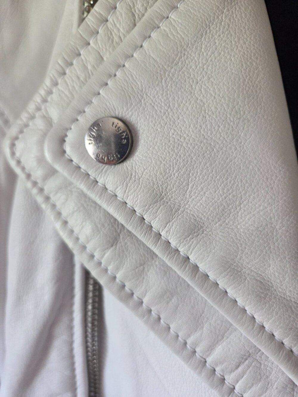 Tigha white lambskin leather motorcycle jacket medium